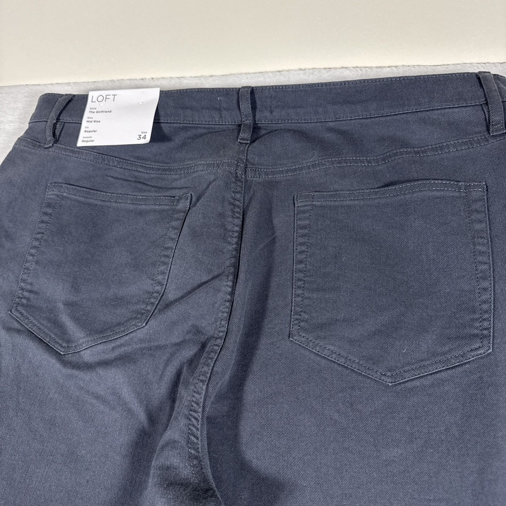 Loft Made & Loved Girlfriend Mid Rise Size 34 18 Dark Grey Pants NWT - Picture 16 of 16